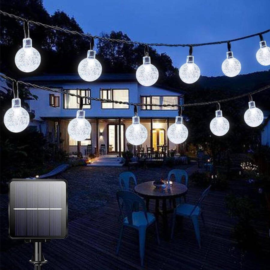Tuinverlichting op Zonne-energie 50 leds 7 m waterdicht 8 modi helder wit lichtsnoer voor tuin-terras-feest-bruiloft