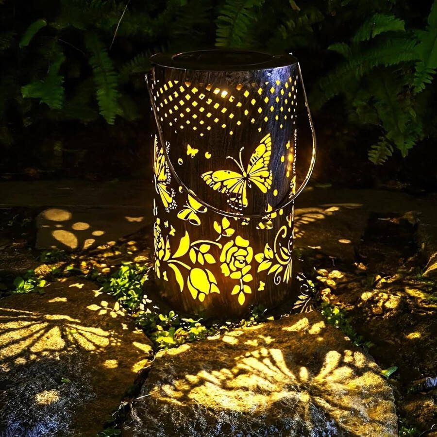 Tuinverlichting op Zonne-energie Lantaarn buiten van metaal waterdicht voor tuin balkondecoratie