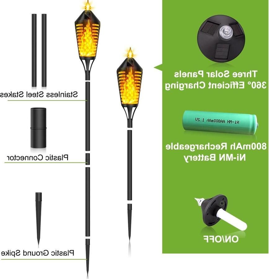 Tuinverlichting op Zonne-energie met realistische vlammen automatische aan-uit fakkels voor tuin binnenplaats balkon oprit pad feest 4 Solar verlichting voor buiten