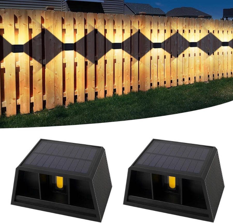Tuinverlichting Op Zonne Energie Set van 2 Instelbare Up-Down LED Solarlampen voor Buiten 3000 K Warm Licht IP65 Waterdicht 240° Stralingshoek Ideale Wandverlichting voor Muur Tuin Omheining en Garage