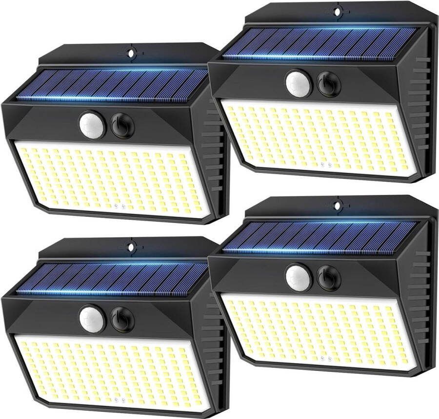 Tuinverlichting op Zonne-energie Solarverlichting Bewegingsmelder 4 stuks 150 leds 3 modi wandlamp buiten IP65 zonnelamp tuin trappen garage