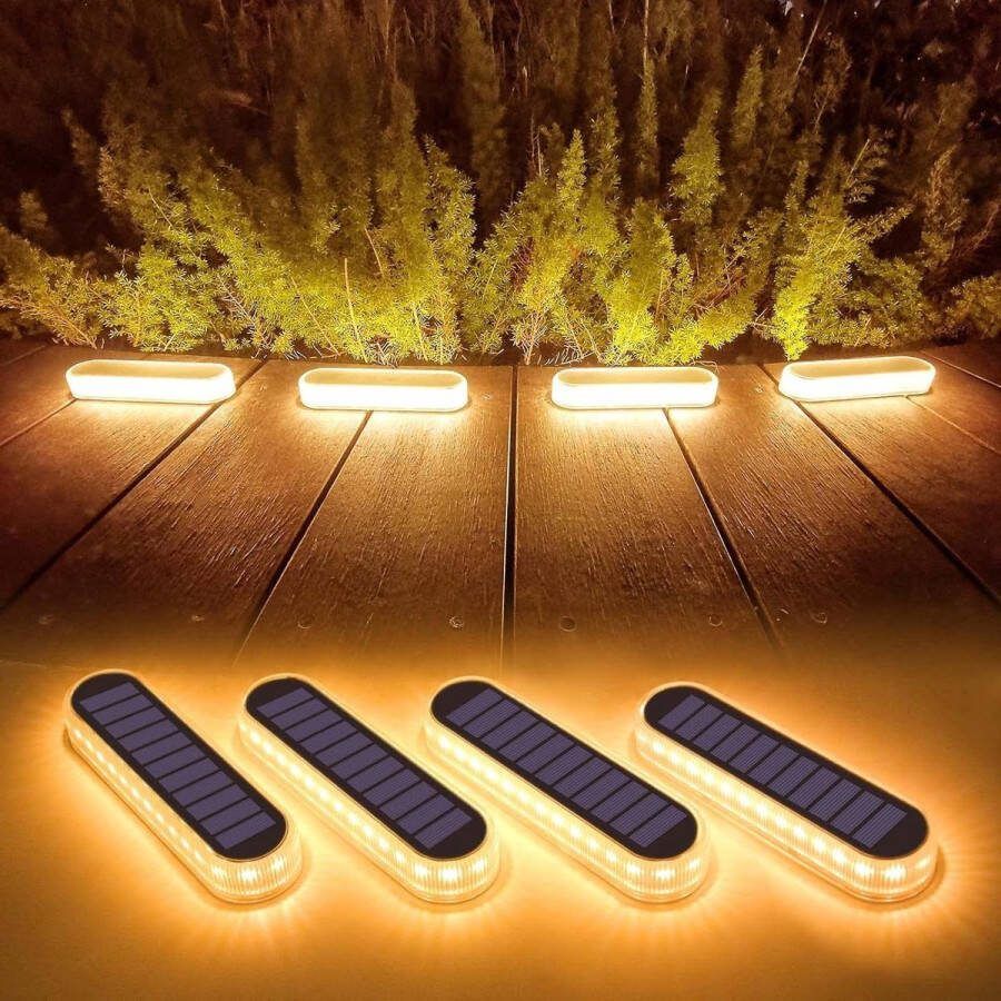 Tuinverlichting op Zonne-energie Solarverlichting LED Buitenverlichting op Zonne-energie Solar Trapverlichting waterdichte IP68 Solar Tuinverlichting voor Buiten Terras Oprit 40lm Warm Wit licht 4 stuks
