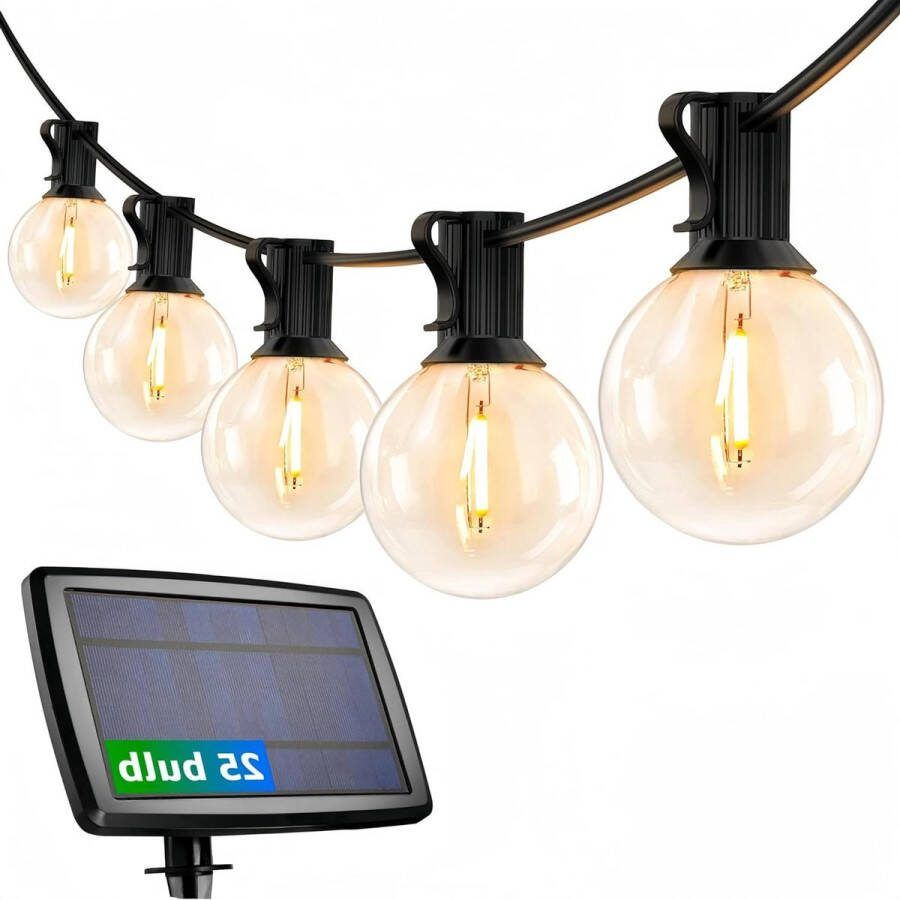 Tuinverlichting op Zonne-energie Solarverlichting Led Lichtketting Buiten op Zonne-Energie 762m G40 25 gloeilampen Waterdicht Lichtsnoer 4 Modi warmwit Lichtketen Lichtsensorverlichting decoratieve Feestlichtketting voor Tuin Terras