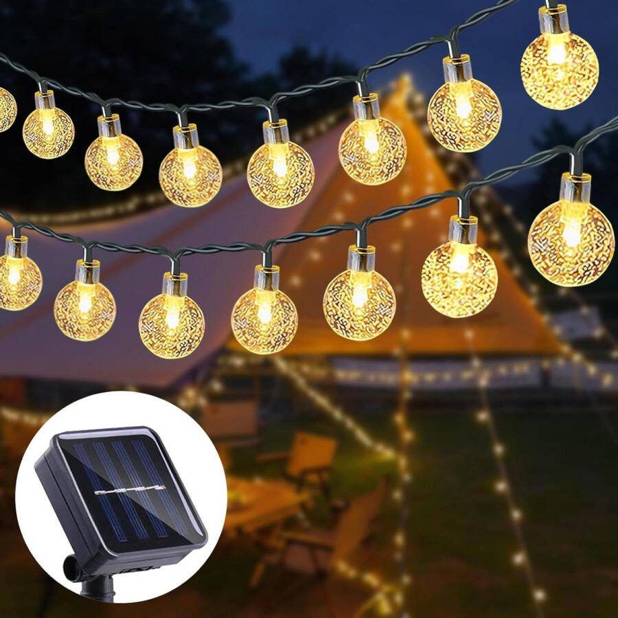 Tuinverlichting op Zonne-energie Solarverlichting Lichtsnoer op Zonne-Energie voor Buiten 11M 60 LEDs Solar Tuinverlichting 8 Modi IP44 Waterdicht voor Tuin-Bomen-Terras-Kerstmis-Bruiloften-Feesten (Warmwit)