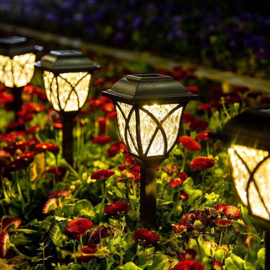 Tuinverlichting op Zonne-energie Solarverlichting Zonne-padverlichting 6 stuks led-tuinverlichting waterdichte solar padverlichting voor buiten terras landschap loopbrug warm wit