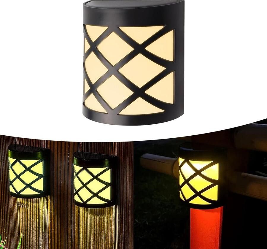 Tuinverlichting op Zonne-energie Warm Wit Licht Mesh-schaal Wandlamp IP55 Waterdicht Tuinhek Terras Dek Binnenplaats Balkon