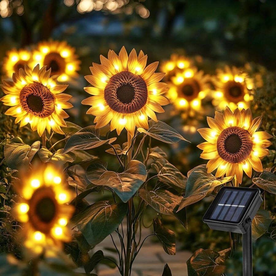 Tuinverlichting op Zonne-energie Zonne-zonnebloemverlichting voor Buiten Set van 3 Solarlampen Zonnebloemen Tuindecoratie