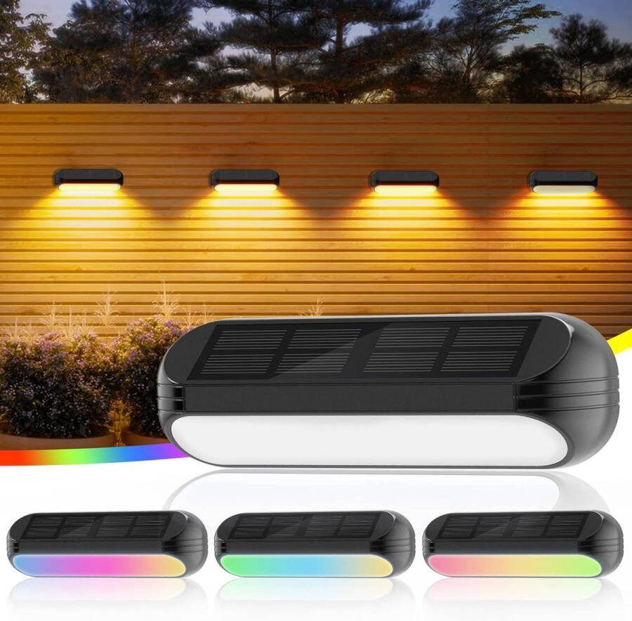 Tuinverlichting Solarlampen voor buiten tuin 4 stuks zonnelampen in de tuin warmwit met wisselende kleuren IP65 waterdicht tuinverlichting op zonne-energie voor tuindecoratie outdoor muur trappen balkon
