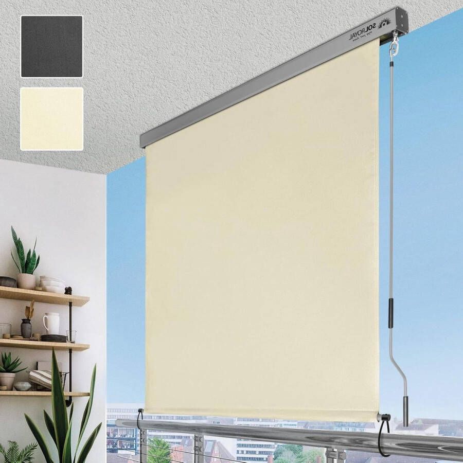 Tuinzijluifel 160x250 cm Rolgordijn voor buiten Beige Duurzame privacybescherming Afneembaar handvat Waterdichte zonwering Verticale zonnescherm Terras balkon tuin windscherm oprolbaar