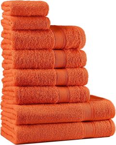 Tuiste Handdoekenset oranje % 100 katoenen handdoekenset 8-delig 2x badhanddoekenset 4x handdoeken 2x gastendoekjes zacht en absorberend oranje