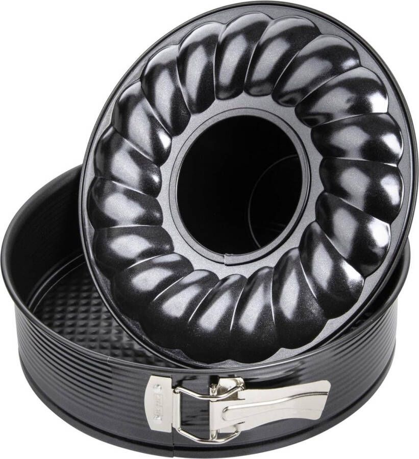 Tulbandvorm diameter van 28 cm springvorm met 2 bodems professionele bakvormset met kwalitatief hoogwaardige anti-aanbaklaag eenvoudig uit de vorm te verwijderen voor een heerlijk smeuïge cake hoeveelheid: 1 stuk