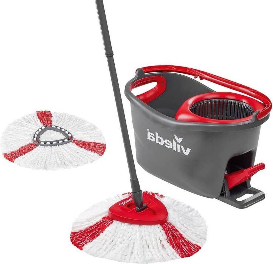 Turbo EasyWring en Clean Complete set rood grijs extra absorberend mop and bucket set