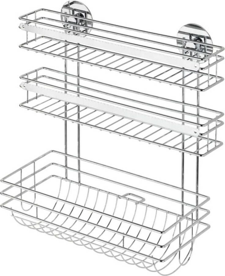 Turbo-Loc keukenrolhouder Trio voor het bevestigen zonder boren verchroomd metaal zilver glanzend 325 x 34 x 15 cm