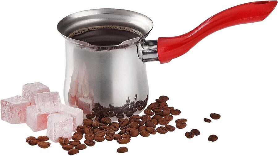 Turkse koffiepot Turkse koffiezetapparaat van rood staal