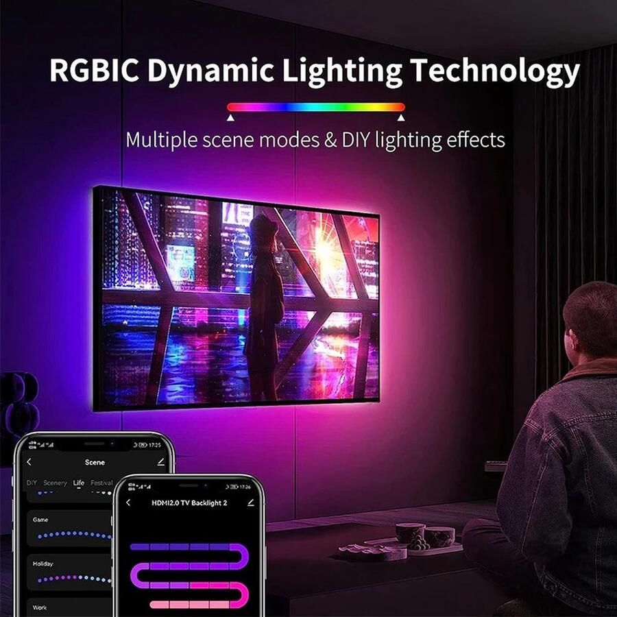 TV Led Strip TV Backlight Led Verlichting Strips Ambilight Geschikt Voor 55 Tot 70 Inch HDMI-Compatible 2.0 Interface Bluetooth & Wifi Compatible Met Alexa & Google