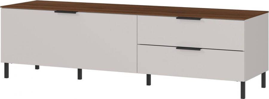 TV-meubel Amalfi Walnoot Zand Breedte 164 cm Hoogte 47 cm Diepte 47 cm Met lades Met kleppen
