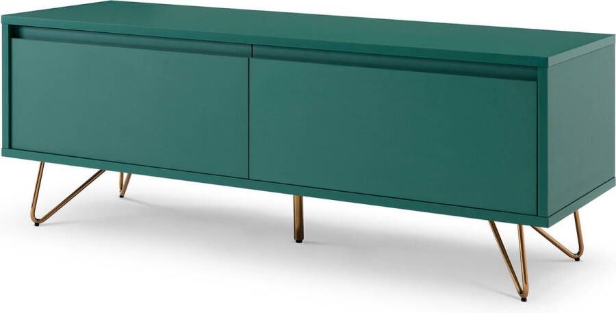 TV-meubel Lucy Groen MDF Breedte 120 cm Hoogte 45 cm Diepte 40 cm Met lades Met planken Zonder deuren