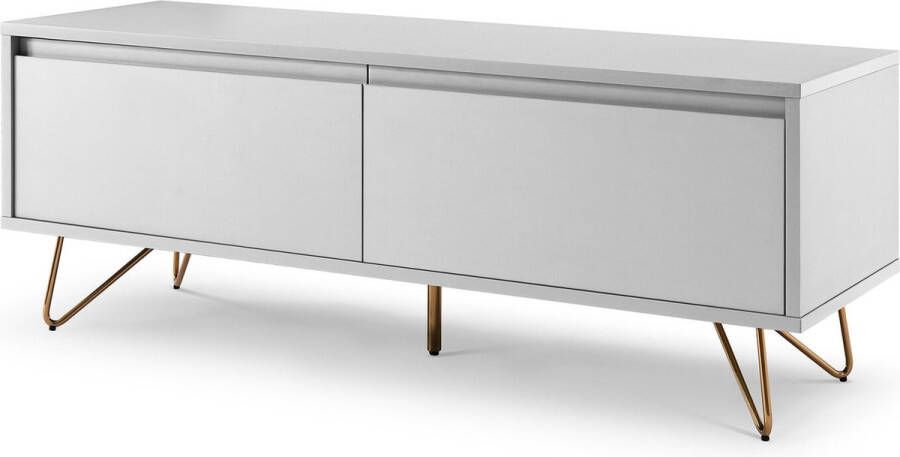 TV-meubel Lucy Wit MDF Breedte 120 cm Hoogte 45 cm Diepte 40 cm Met lades Met planken Zonder deuren