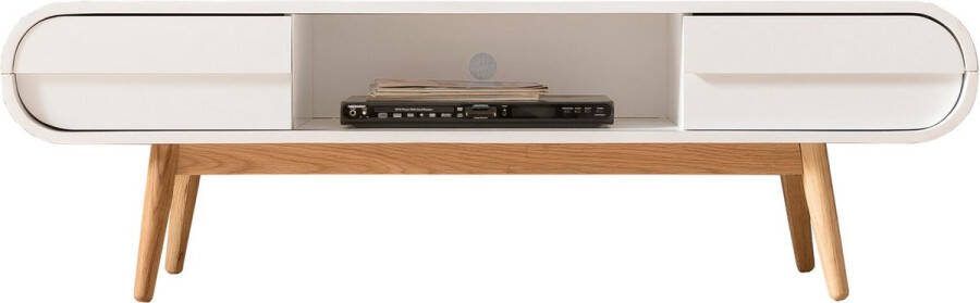 TV-meubel Maeve Wit MDF Breedte 140 cm Hoogte 46 cm Diepte 40 cm Met planken Zonder deuren