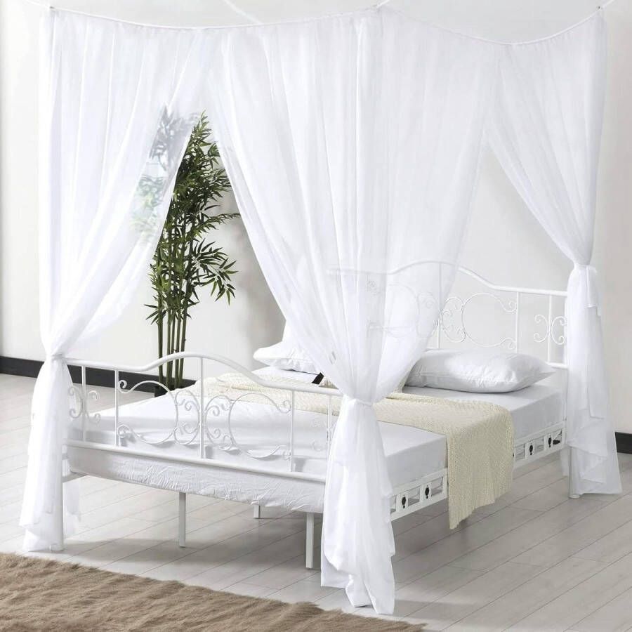 Tweepersoonsbed klamboe Groot draagbaar muggennet met fijnmazig Op reis en thuis Wit 190 x 240 x 210 cm