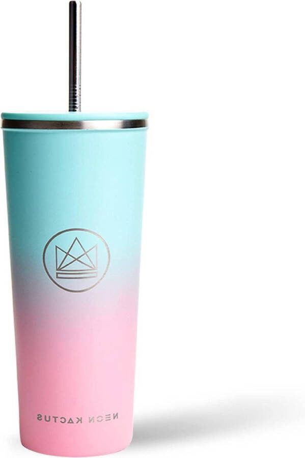 Twist & Shout Roestvrijstalen Geïsoleerde Beker met Rietje en Flip-Deksel Dubbelwandig & Vacuüm Geïsoleerd 24 oz Capacieit travel mug