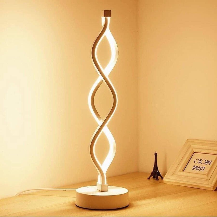Twist Wave tafellamp met acryl lampbehuizing metalen basis traploze helderheid dimbare knop 12 W warm wit oogbescherming gebogen bedlampjes decoratieve verlichting