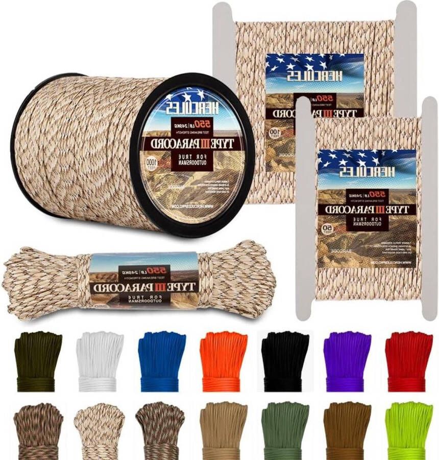 Type III 550 Paracord 250' Camouflage Survival Parachutekoord