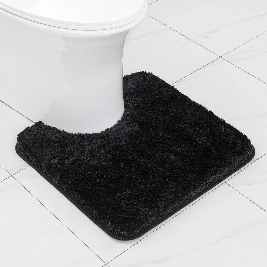 U-vorm badmat super absorberend wc toilettapijt antislip mat super zachte vloermat wasbare tapijten gezellig en Shaggy tapijt voor badkamer zwart 1 stuk 50 x 50 cm 20 x 20 inch