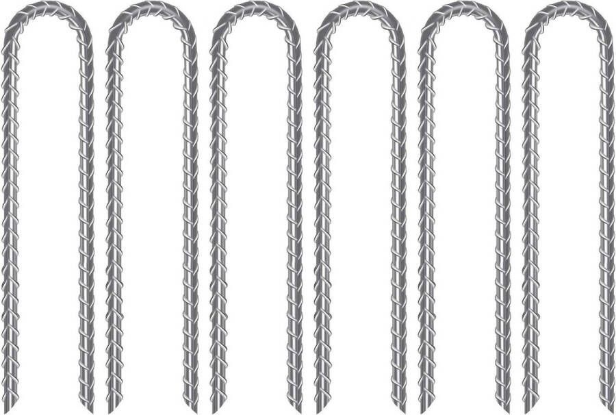 U-vormige grondankers set van 6 stuks 32 cm verzinkt staal voor trampoline en tent zware belasting