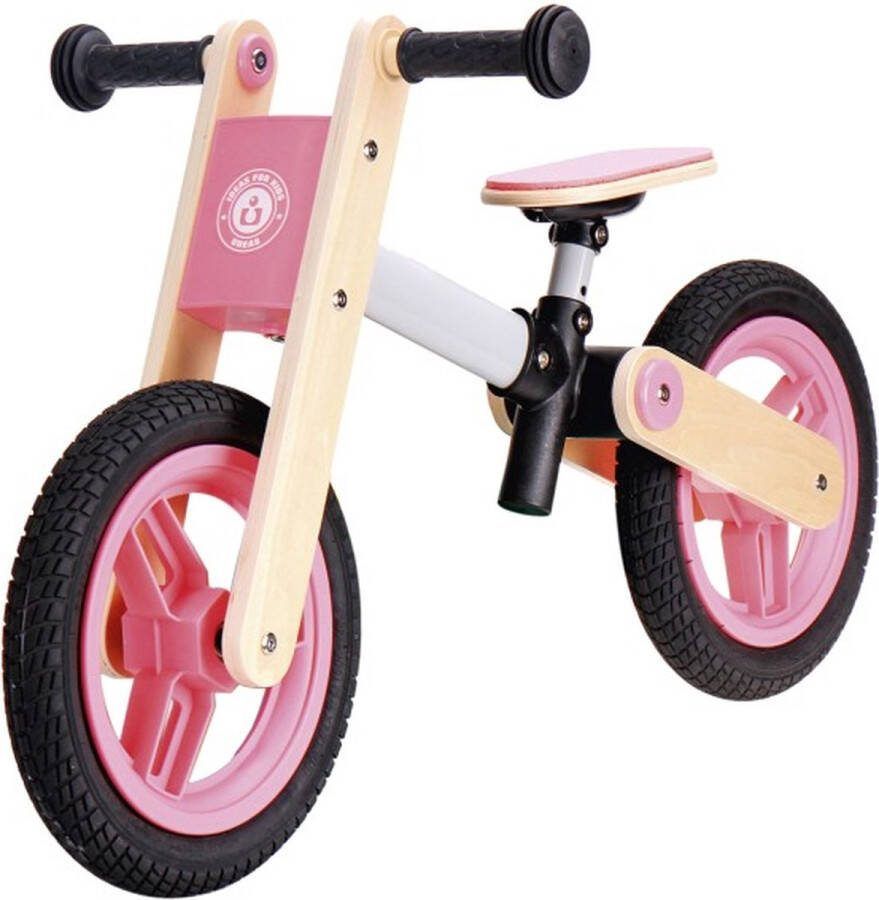 Udeas Loopfiets Balans Hout Roze Als Frame Hoogte Verstelbaar