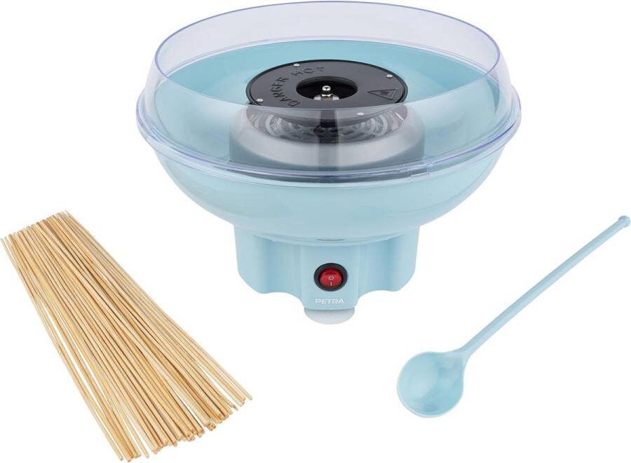 Uikerspinmachine Inclusief Maatlepel en 50 Houten Suikerspinstokjes Draagbare Retrosuikerspinmachine Onweerstaanbaar Luchtige Kermistraktatie Voor Thuis BPA-vrij Pastelblauw