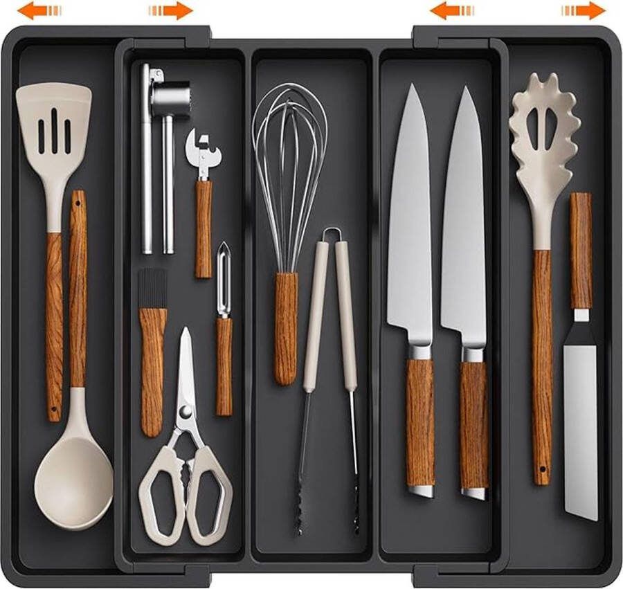 Uitbreidbaar Groot Organisator van Keukenladen Verstelbare Zilverwerk Bestekbak Plastic Keuken Spatel Gereedschap en Gadgets Opbergvak