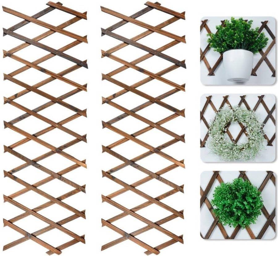 Uitbreidbare plantentrellis 2 stuks houten scheidingswand plantenbak tuinhek 190 x 30 cm houten plantenondersteuning hek duurzaam en robuust voor klimplanten toverstaf decoratie