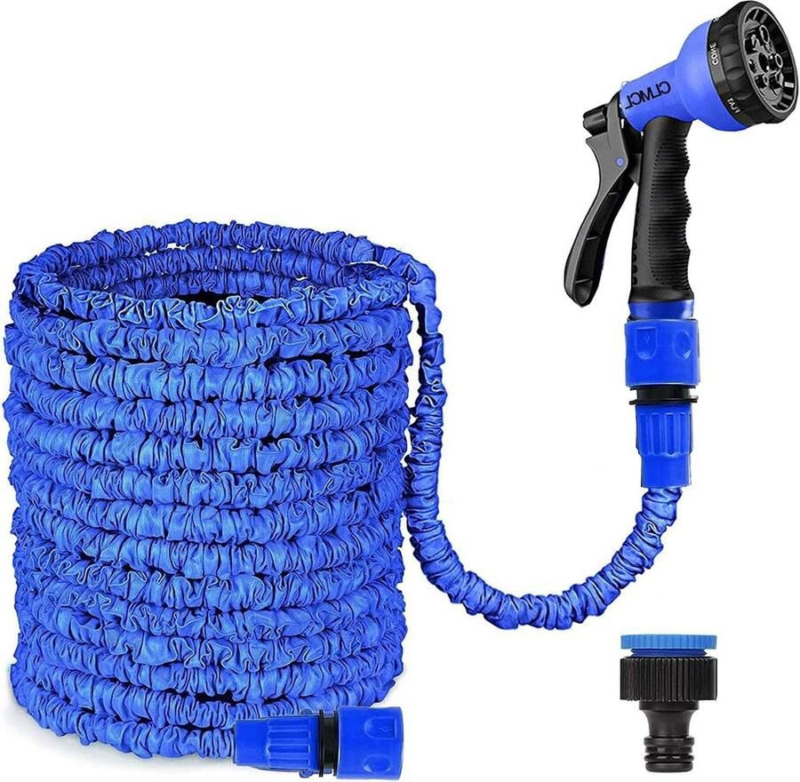 Uitbreidbare tuinslang 120ft Flexibele stretchwaterpijp voor thuis gazonauto 8 functies waterspuitmond Blauw