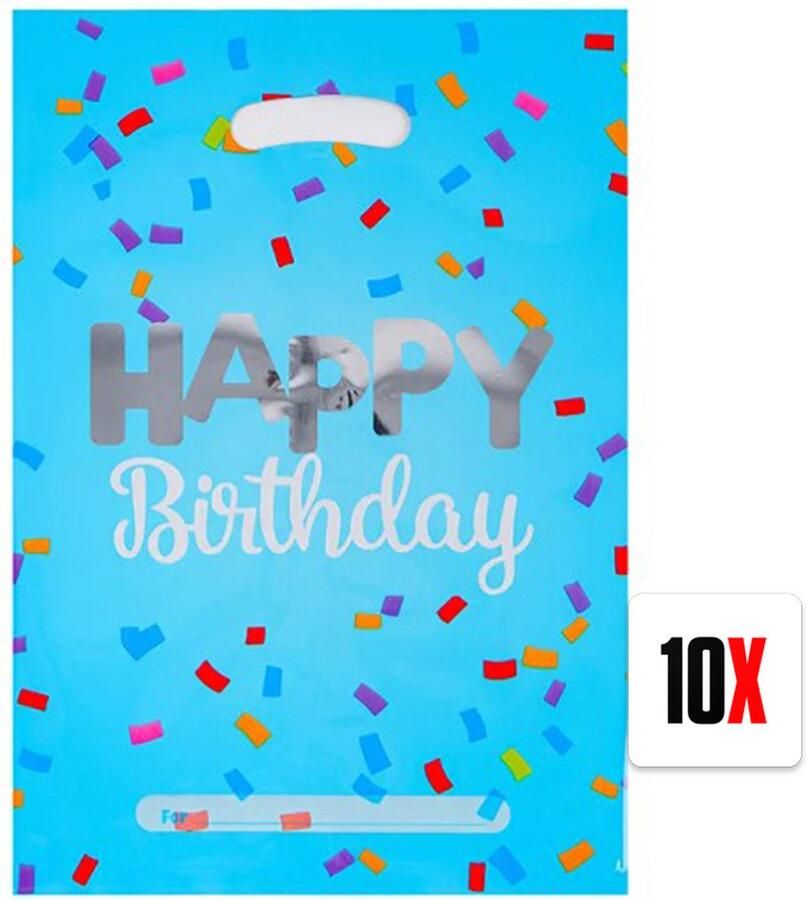 Uitdeelzakjes 10 Stuks Uitdeelzakjes Traktatie zakjes voor Uitdeelcadeautjes Snoepzakjes Blauw Happy Birthday