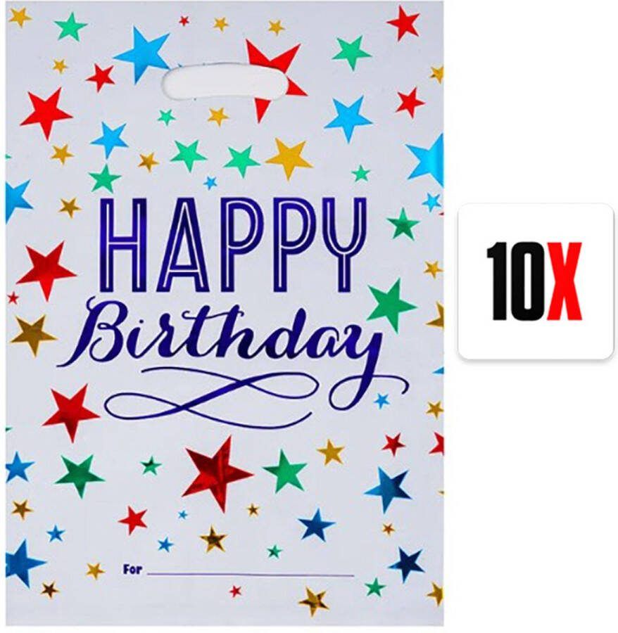 Uitdeelzakjes 10 Stuks Uitdeelzakjes Traktatie zakjes voor Uitdeelcadeautjes Snoepzakjes Wit Happy Birthday
