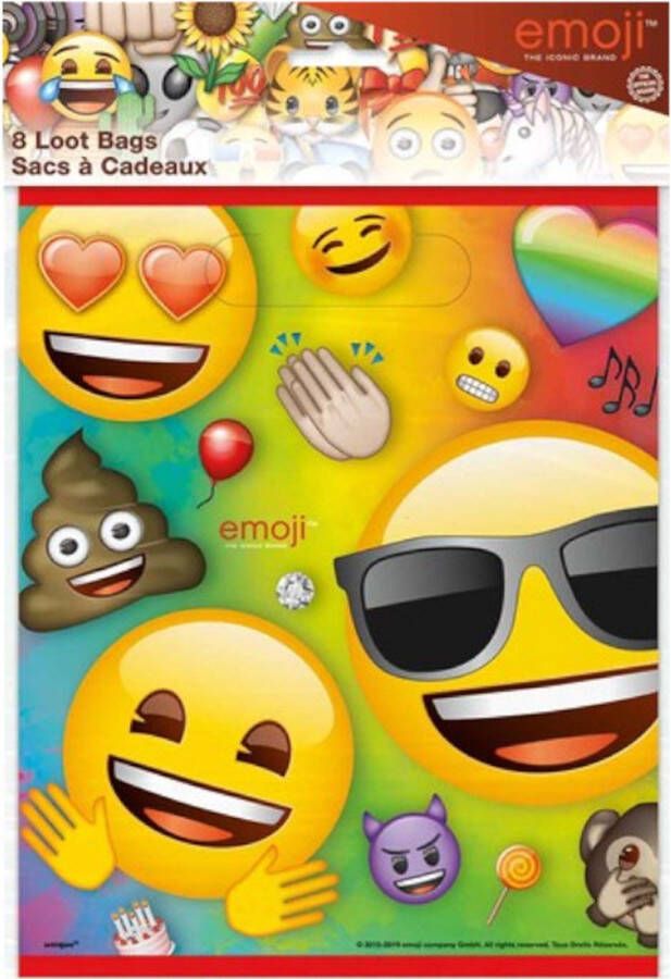 Uitdeelzakjes regenboog Emoji 8 stuks