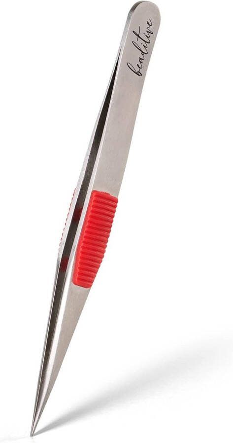 Uiterst nauwkeurig krachtig pincet met kussentje 12 cm knutselpincet voor naaien kralen maken en knutselen Niet-gekartelde fijne punt Hobbypincet met roestvrijstalen naalden
