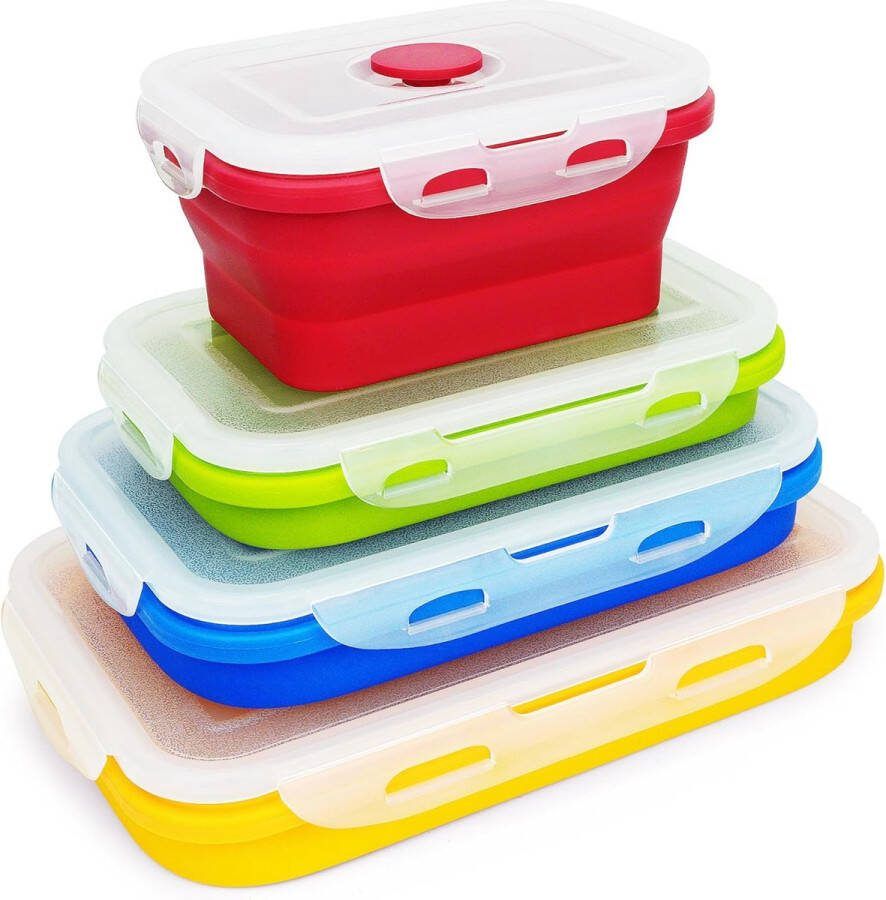 Uitklapbare Siliconen Lunchbox Set voor Reizen Picknick en Camping Vier Formaten