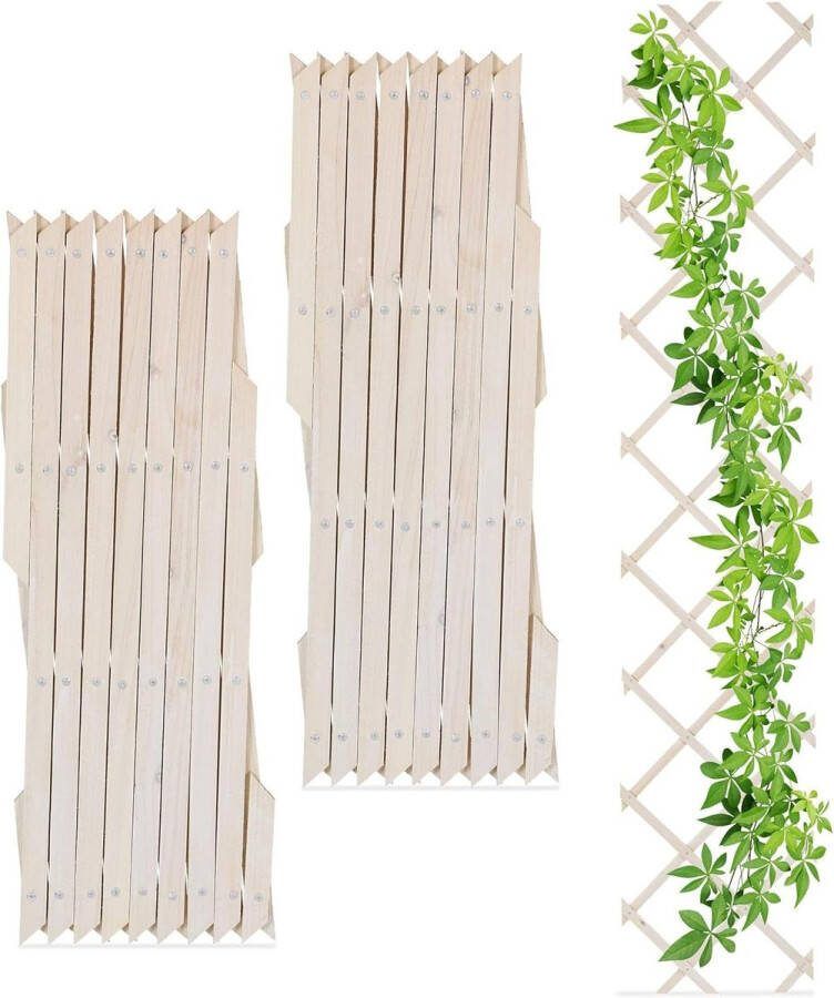 Uitschuifbaar plantenklimrek set van 3 Rankhulp voor tuin balkon en terras Trellis dennenhout wit