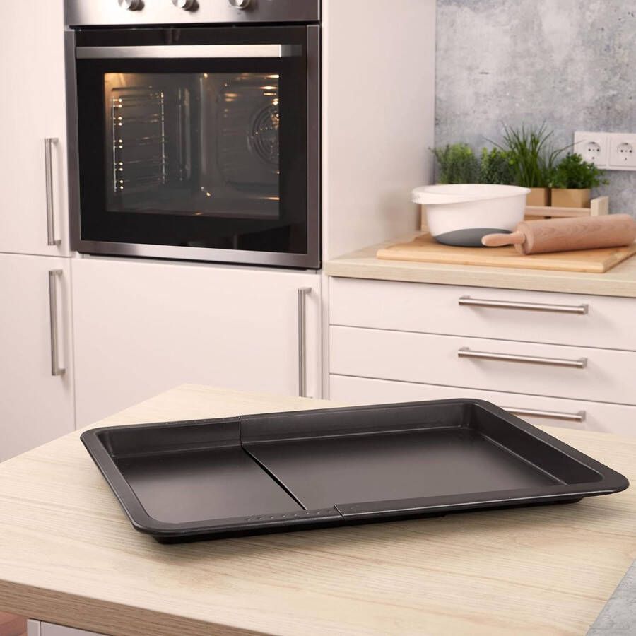 Uitschuifbare bakplaat ovenplaat van 33 tot 52 cm verstelbaar anti-aanbaklaag in grootte verstelbare ovenplaat
