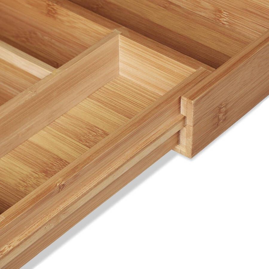 Uitschuifbare bamboe bestekbak Grote bestekla HBD 55 x 39 x 355 cm Organizer voor besteklades Natuurlijke uitstraling