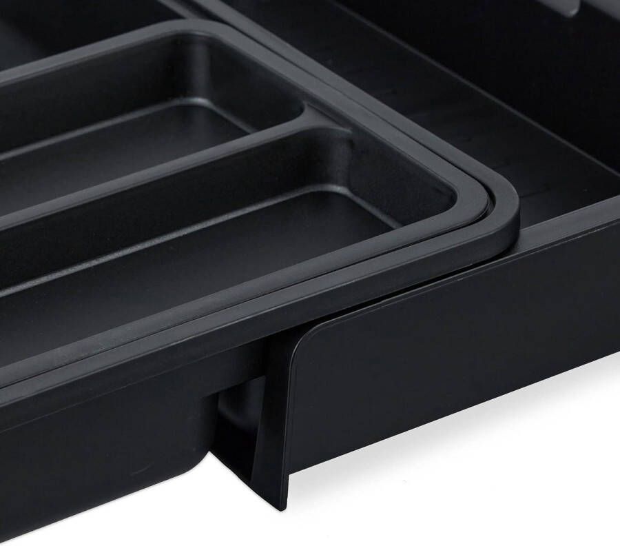 Uitschuifbare bestekbak voor in de keuken 65 x 235-40 x 315 cm 7 vakken zwart Cutlery Organizer