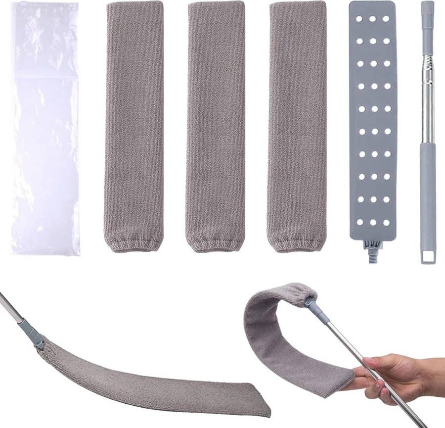 Uitschuifbare plumeau Plat uitbreidbare plumeau met roestvrijstalen telescopische staaf Gap Dust Cleaner Multifunctionele verstelbare microvezelstofborstel Gap Mop Gab Dust Cleaner