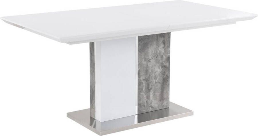 Uitschuiftafel EREN 6 tot 8 zitplaatsen Gelakt MDF Kleuren: wit en betongrijs L 200 cm x H 75.5 cm x D 90 cm