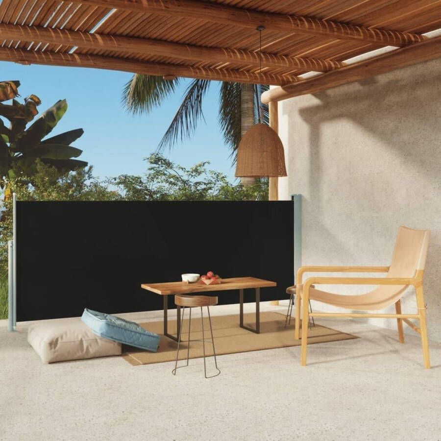 Uittrekbaar windscherm 117x300 cm zwart zijscherm voor tuin uittrekbaar scherm met zijschermen uittrekbaar tuinscherm windscherm oprolbaar