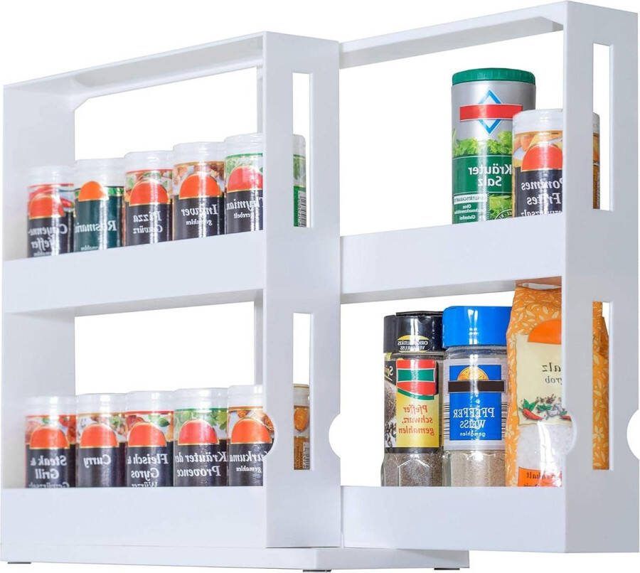 Uittrekbaar wit draaibaar kruidenrek opbergsysteem specerijen medicijnen ruimtebesparend nisrek kunststof keuken badkamer 275 x 105 x 28 cm