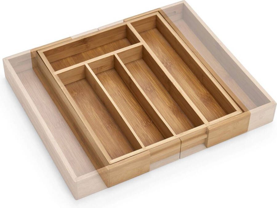 Uittrekbare bestekbak van bamboe ca. 29-40 x 335 x 5 cm