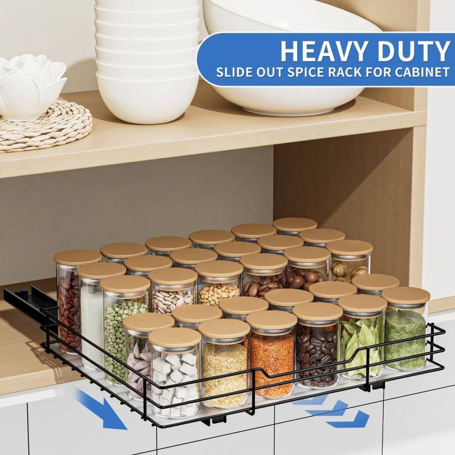 Uittrekbare kast organizer kruidenrekken kast kruidenrek organizer keuken opslag plank voor binnen kast zwaar metalen kruidenrek L 12 7 x B 10 6 x H 2 10 cm