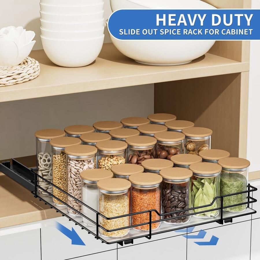 Uittrekbare kast organizer kruidenrekken kast kruidenrek organizer keuken opslag plank voor binnen kast zwaar metalen kruidenrek L10 7 x B 10 6 x H 2 10 cm